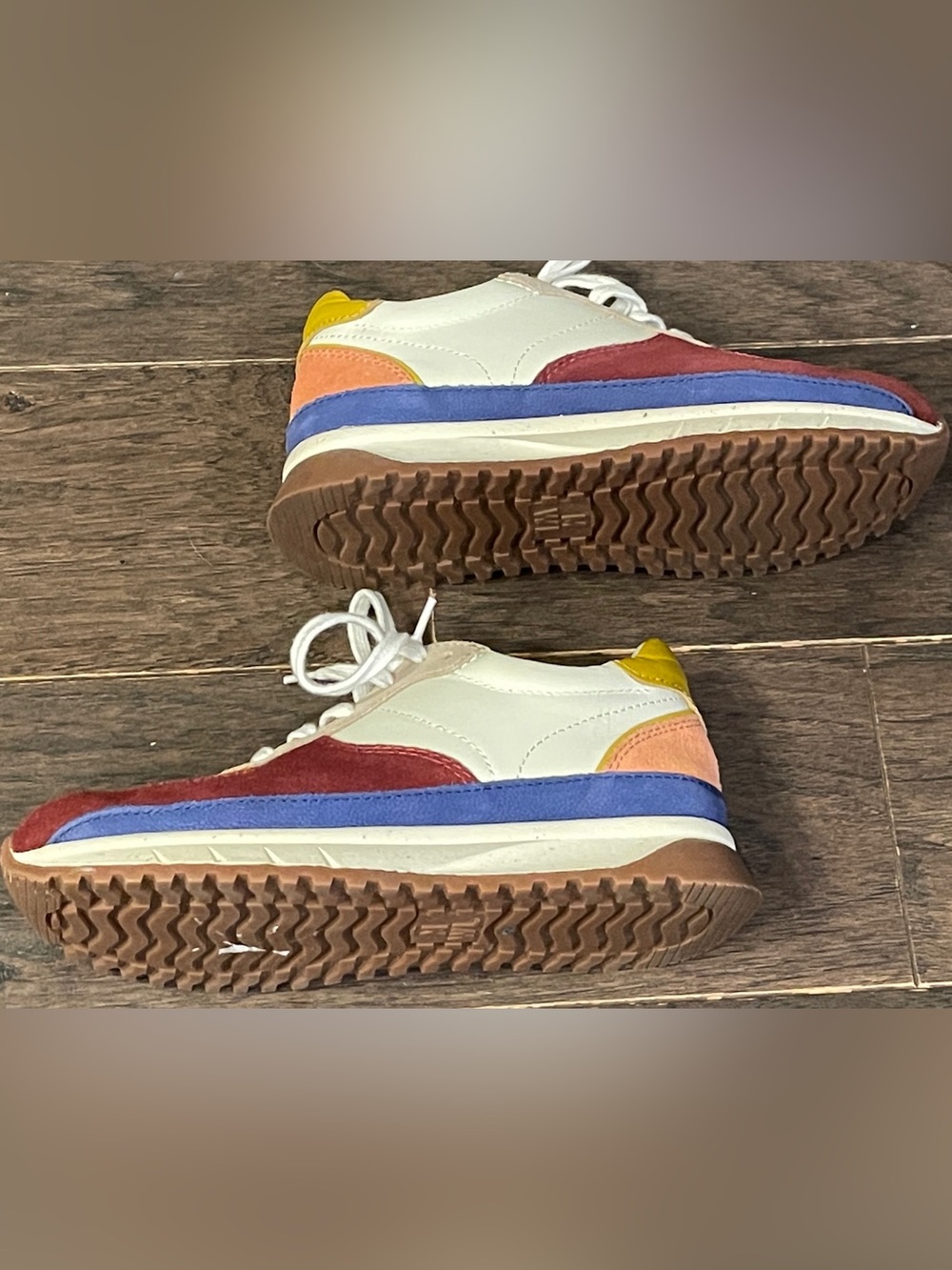 Madewell White Sneakers with Blue, Red, Yellow & Peach Accents